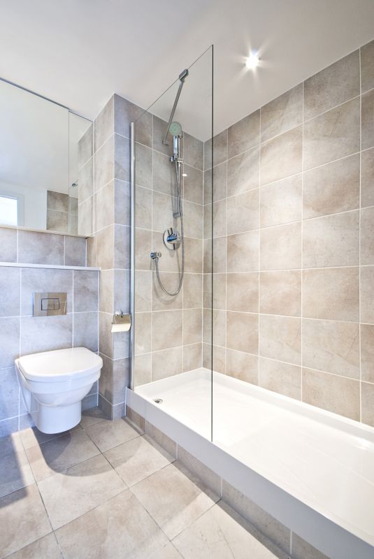Modern Shower with Textured Tiles